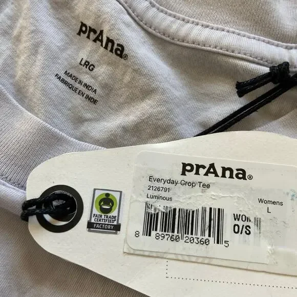Prana Everyday Crop Tee Women's L Luminous Relaxed Fit Premium Softness Organic - Picture 6 of 9